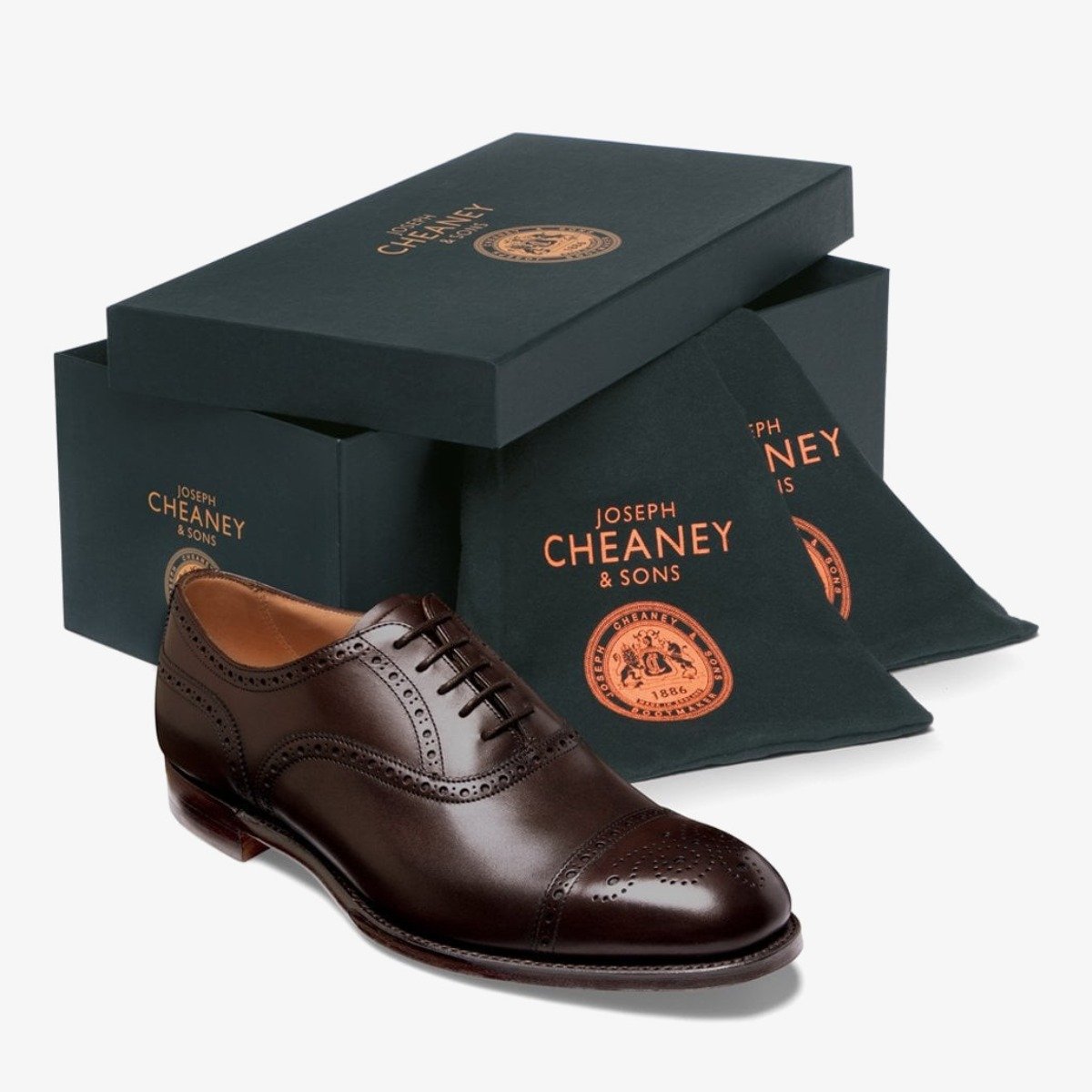 Cheaney Wilfred mocha brogue oxford shoes - G fit