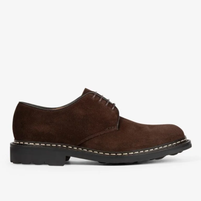 Heschung Crocus cafe dark brown suede derby shoes