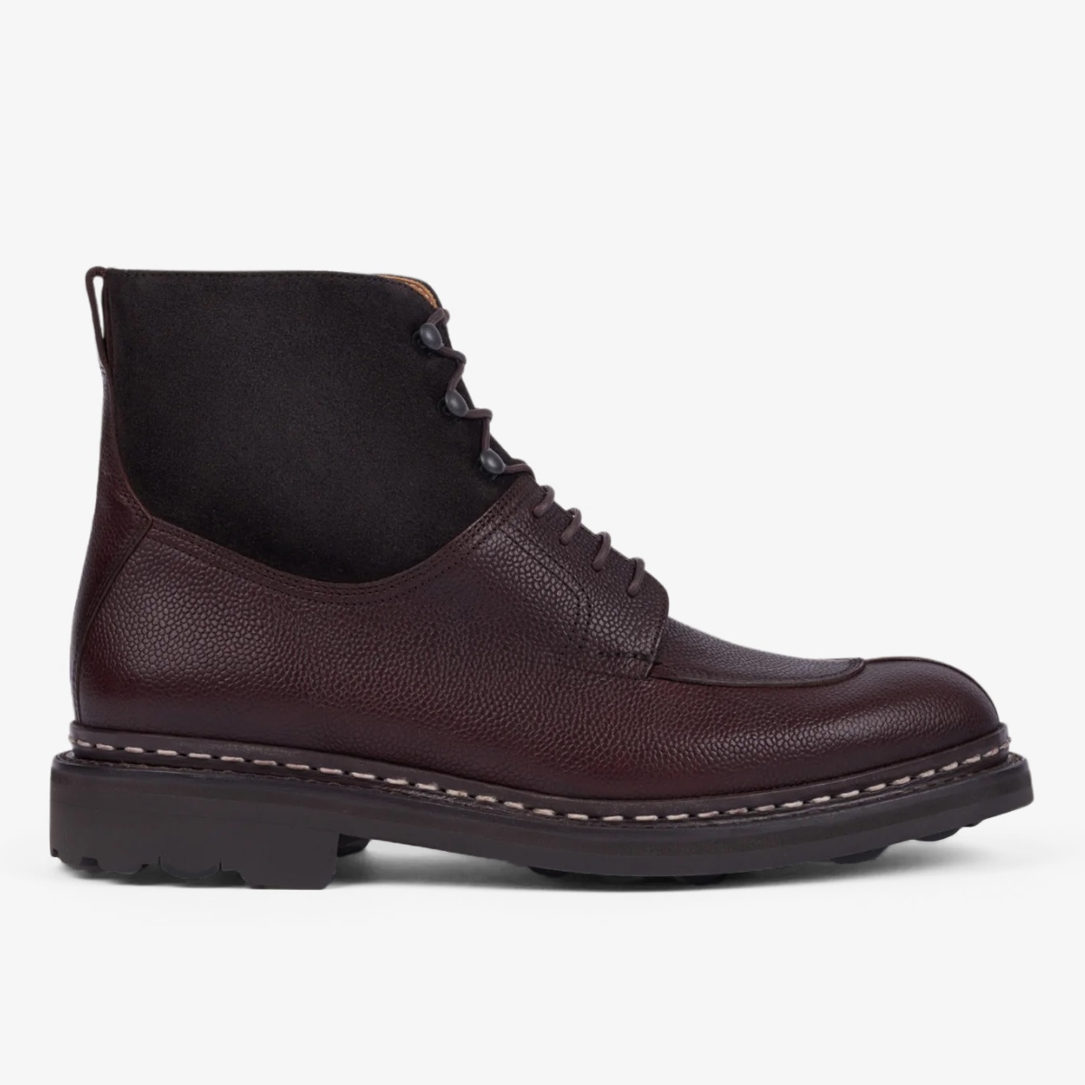 Heschung Ginkgo moro dark brown grain split toe lace-up boots