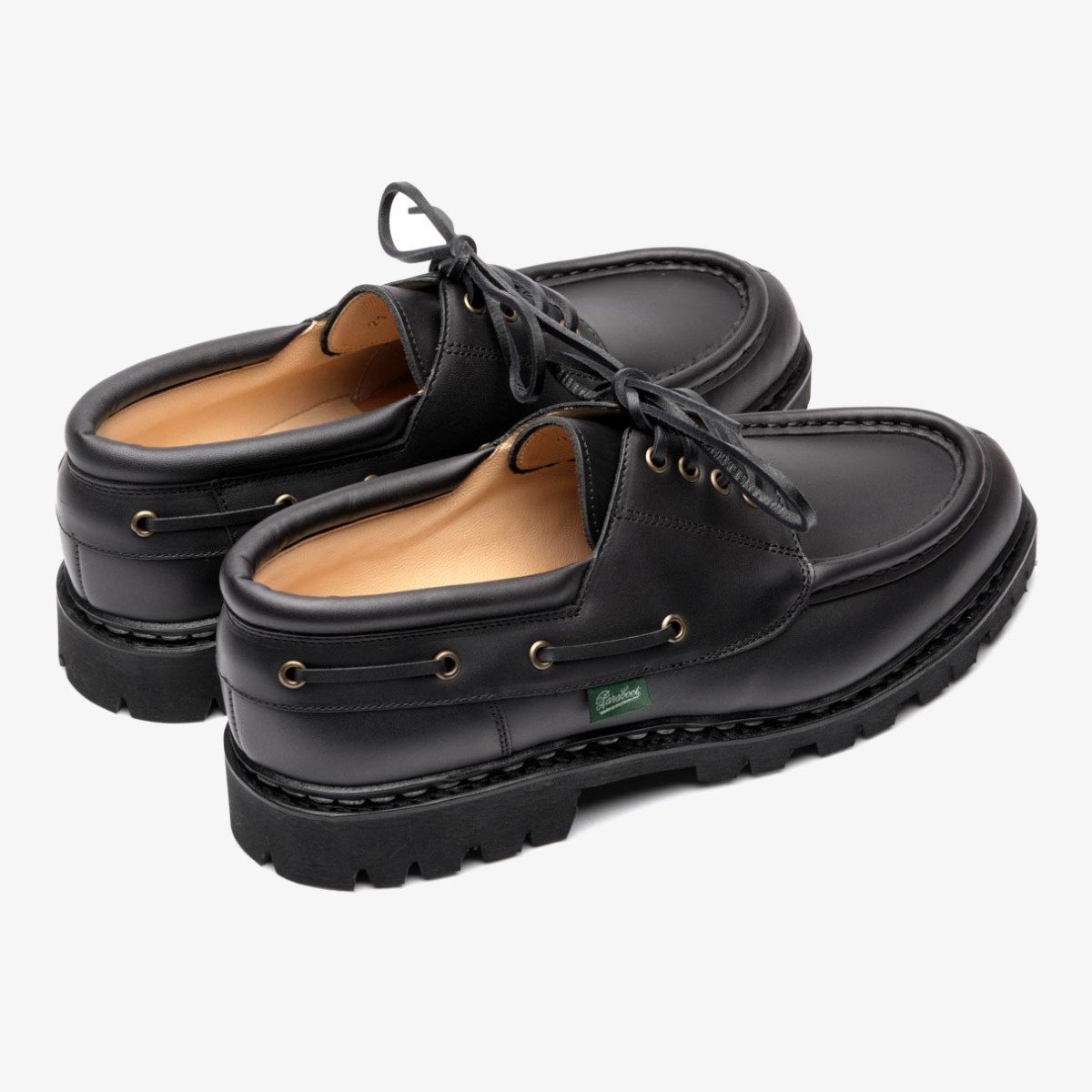 Paraboot Chimey noir ink moc toe boat shoes